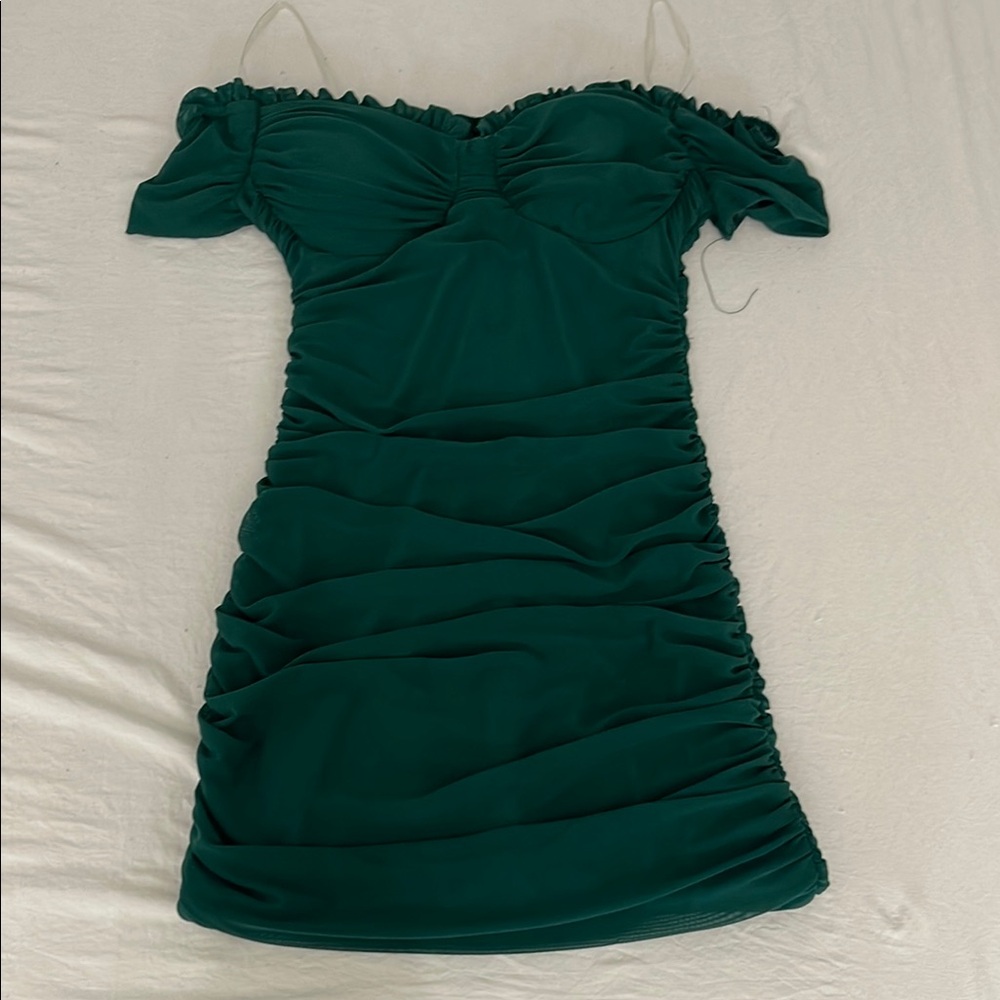 Elegant Green Off-Shoulder Dress